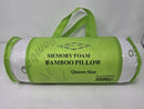 INFINITE HOME MEMORY FOAM BAMBOO PILLOW QUEEN SIZE - WHITE/GREEN - Like New