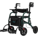 ELENKER 2-IN-1 SHOCK-ABSORBING ROLLATOR WALKER 10” WHEELS - GREEN - Like New
