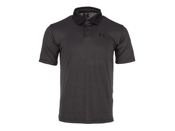 1361823 UNDER ARMOUR MEN PERFORMANCE STRIPE POLO SIZE SMALL - BLACK JET GRAY - Brand New