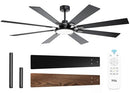 TCL CEILING FAN WITH LIGHT AND REMOTE 62 INCH 8 BLADES BLACK DC FAN - BLACK - Like New