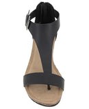 RL06494SY KENNETH COLE REACTION WOMEN'S GREAT GAL T-STRAP WEDGE - SIZE 6 - BLACK - Brand New