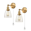 CALXY Industrial Brass Swing Arm Wall Sconces 2 Glass Hardwired or Plug-in - Like New