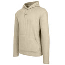 BLUE ICE MEN'S WAFFLE KNIT THERMAL HENLEY PULLOVER HOODIE - SIZE: L - NATURAL - Brand New
