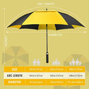 ZOMAKE Oversize Windproof Heavy Duty Umbrellas Extra Large 68" XL - Yellow/Black - Brand New