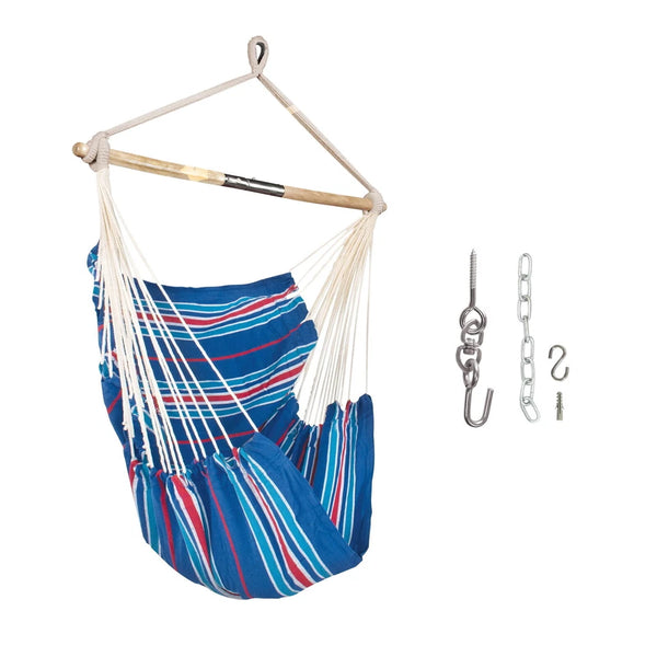 BLISS HAMMOCKS PORTABLE HANGING FABRIC HAMMOCK CHAIR - RED/WHITE/BLUE - Like New