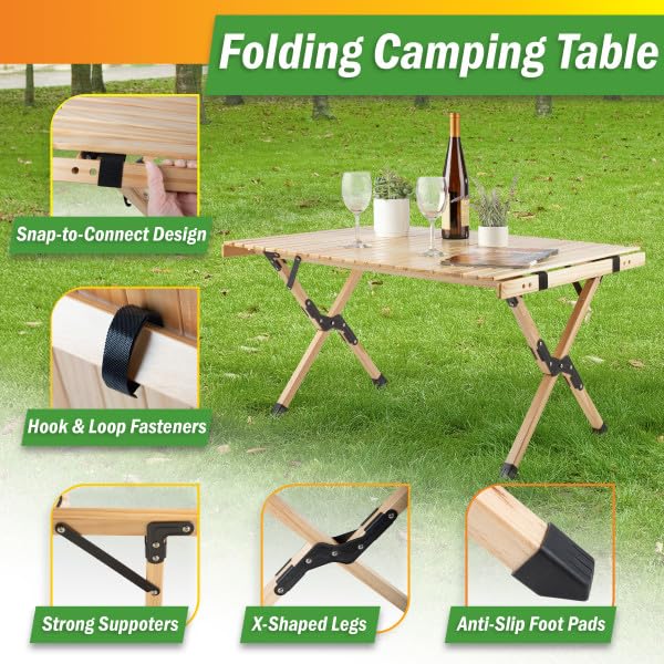 Wakeman Foldable Camping Table Roll Up Folding Table Easy Assembly Portable - Like New