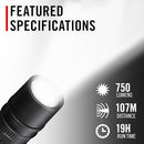COAST PX9 750 LUMEN DUAL POWER LED FLASHLIGHT WITH DUAL FIXED FOCUS - BLACK - Like New