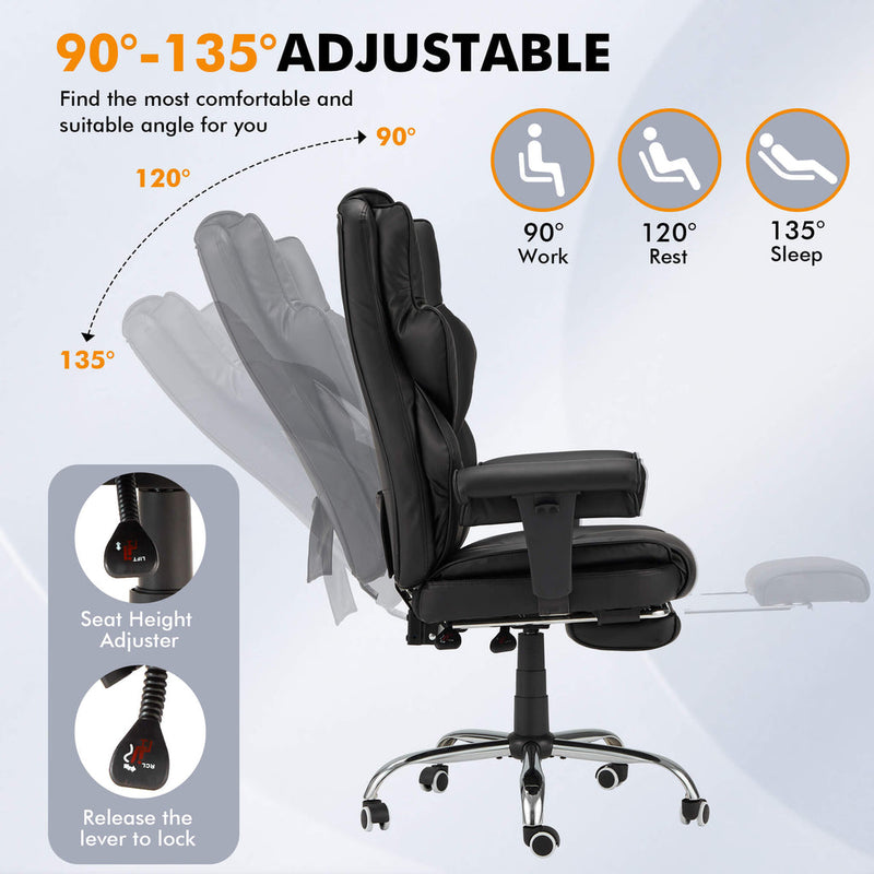 HOMREST 6-POINT MASSAGE OFFICE CHAIR HEAT ADJUSTABLE EXECUTIVE CHAIRS - BLACK - Like New