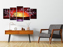 WIECO ART 5 PIECE PLUM TREE BLOSSOM CANVAS PRINTS WALL ART ABSTRACT FLORAL - Brand New