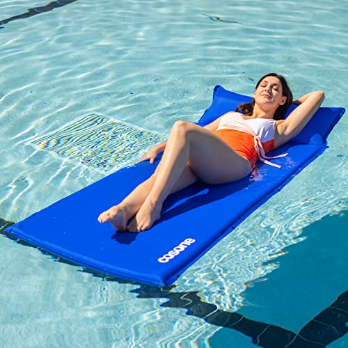 COSONE SELF-INFLATING POOL FLOATS WITH HEADREST MATTRESS LOUGE - BLUE - M - Like New