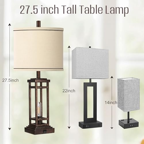 RottoGoon 27.5" Tall Farmhouse Table Lamps (Set of 2) - Bronze - Brand New