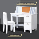 KIDKRAFT WOODEN STUDY DESK FOR KIDS, BULLETIN CABINETS - WHITE - Like New