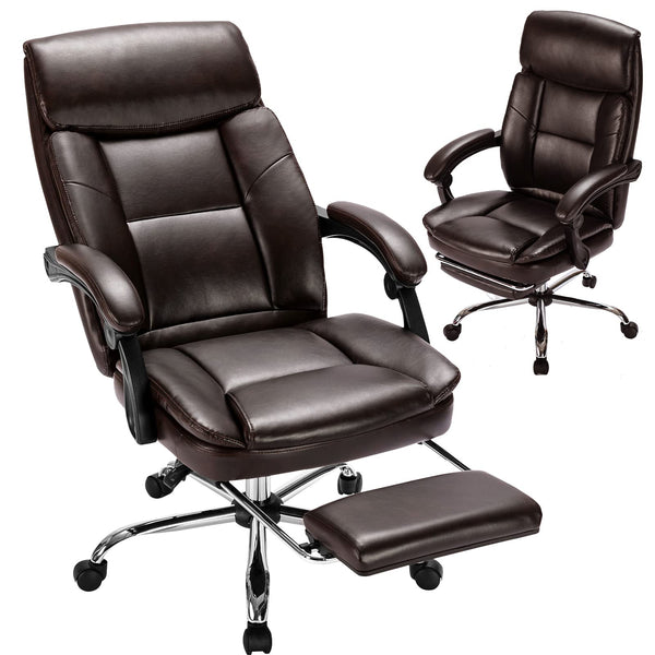 ZUNMOS EXECUTIVE OFFICE CHAIR ERGONOMIC BIG TALL LEATHER SWIVEL - BROWN - Like New