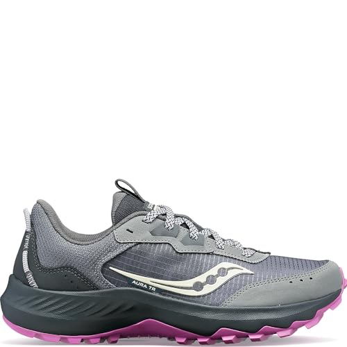 SAUCONY WOMEN'S AURA TR SNEAKER, SIZE 8, FOSSIL/GRAPE Like New