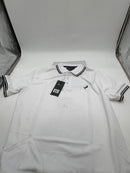 TIGER WOLF 3 BUTTON POLO SHIRT - SIZE: MEN L - WHITE/BLACK - Scratch & Dent