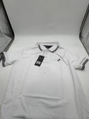 TIGER WOLF 3 BUTTON POLO SHIRT - SIZE: MEN L - WHITE/BLACK - Like New