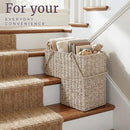 Lavish Home 14" Wicker Staircase Basket Handles Handmade L-Shaped - Natural - Brand New