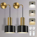 Set of 2 Battery Operated Wall Lights with Remote, Black Modern - Scratch & Dent