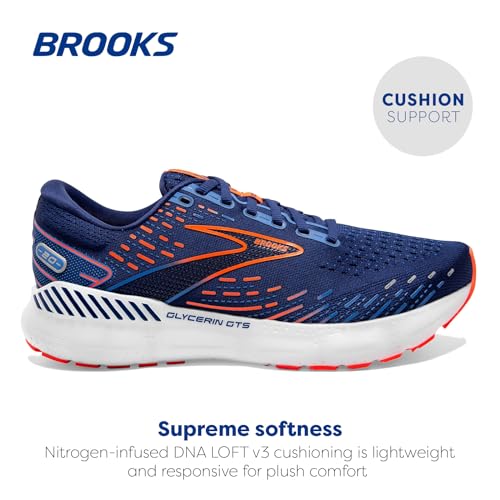 BROOKS MEN'S GLYCERIN GTS 20 SUPPORTIVE RUNNING BLUE DEPTHS/PALACE BLUE/ORANGE - Like New