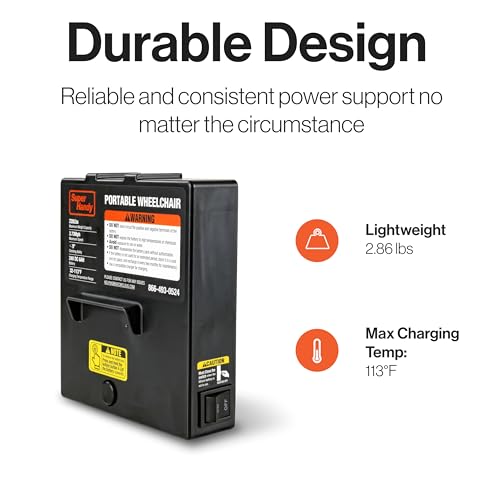 SuperHandy Extended-Life Wheelchair Battery 24V 6Ah Lithium GUT163 - Black - Like New