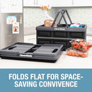 CLEVERMADE COLLAPSIBLE SHOPPING BASKET, 32L STORAGE CRATE, 3 PACK - STONE - Like New