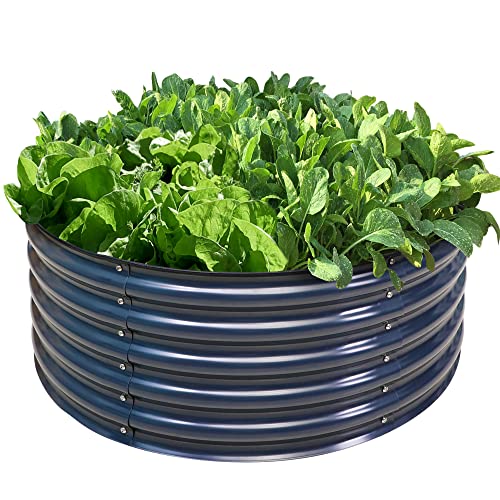 OLLE 17" TALL, 42" ROUND GARDEN BED KIT, 3.5 * 3.5 * 1.4FT - MIDNIGHT GRAY - Like New