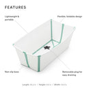 Stokke Flexi Bath Portable Baby Bathtub Heat-Sensitive Plug White Aqua - Brand New