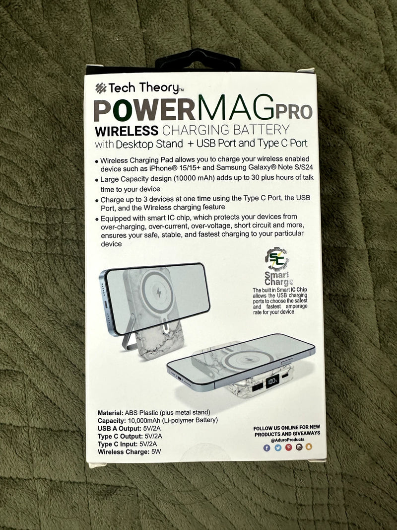 TECH THEORY POWER MAG PRO WIRELESS CHARGING BATTERY - WHITE - Like New