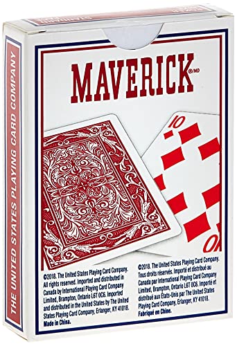 MAVERICK STANDARD POKER INDEX PLAYING CARDS 1 CT (COLORS MAY VARY) - RED/WHITE - Brand New