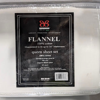 BIBB HOME FLANNEL 100% COTTON 4 PIECE BED SET QUEEN - WHITE - Like New