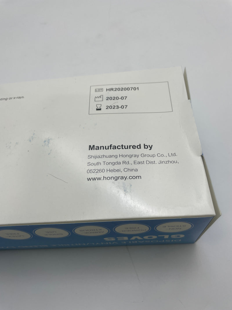 HONGRAY EXAMINATION GLOVES NITRILE VINYL BLEND, BOX OF 100 - SIZE S - BLUE - Brand New