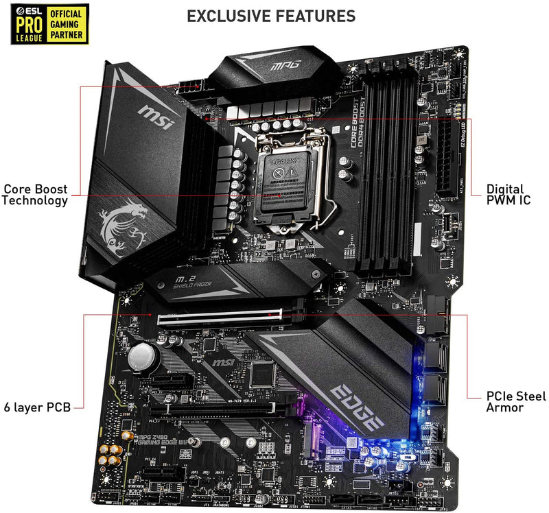 MSI MPG Z490 GAMING ATX Motherboard MPG-Z490-GAMING-EDGE-WIFI - Like New