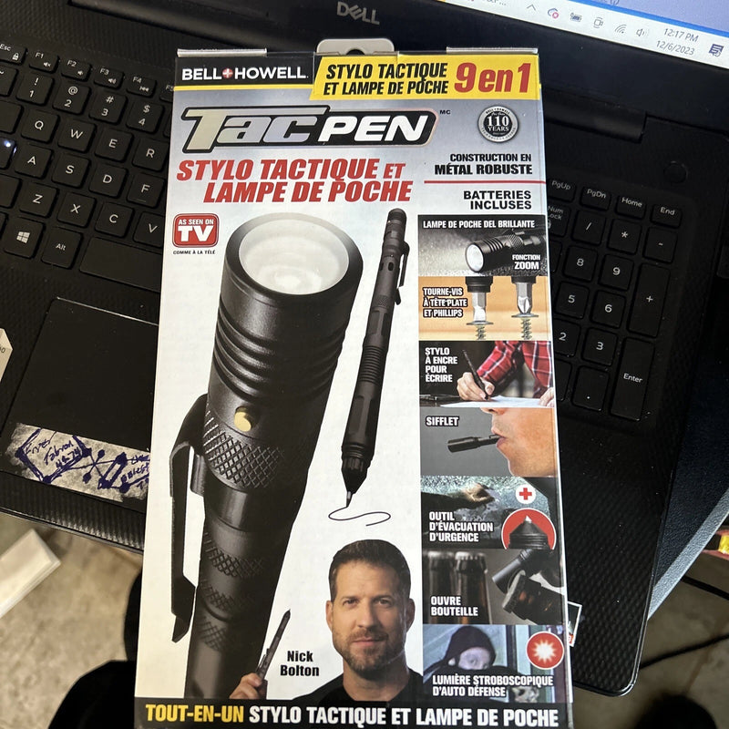 BELL + HOWELL NINE IN ONE TACKTICAL PEN & FLASHLIGHT - BLACK - Brand New