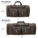 POLARE ORIGINAL 23" EXPANDABLE TO 29" FULL GRAIN LEATHER DUFFEL BAG MEN BROWN - Like New