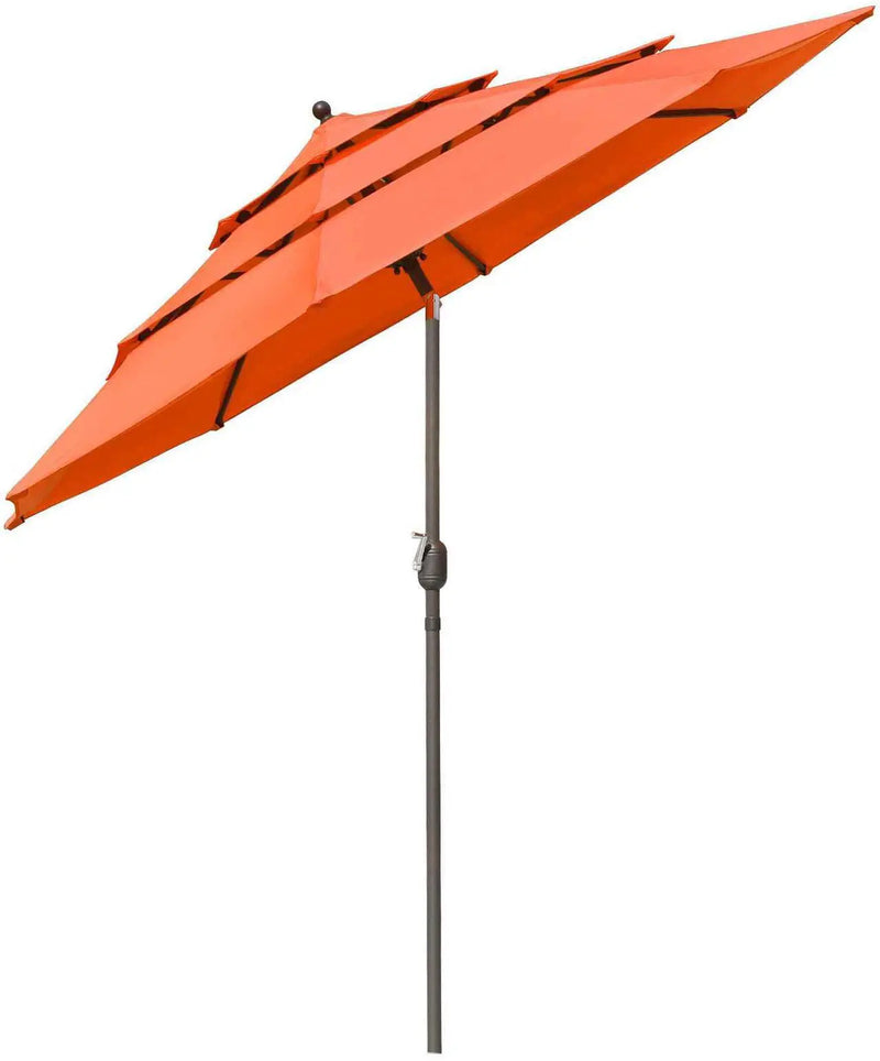 YESCOM 10 FT 3 TIER PATIO UMBRELLA CRANK HANDLE PUSH TO TILT HOTEL POOL - ORANGE - Like New