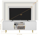 SYESWAY TV Stand for 65 Inch TV Fluted TV Stand with Curved Profile, White - Like New