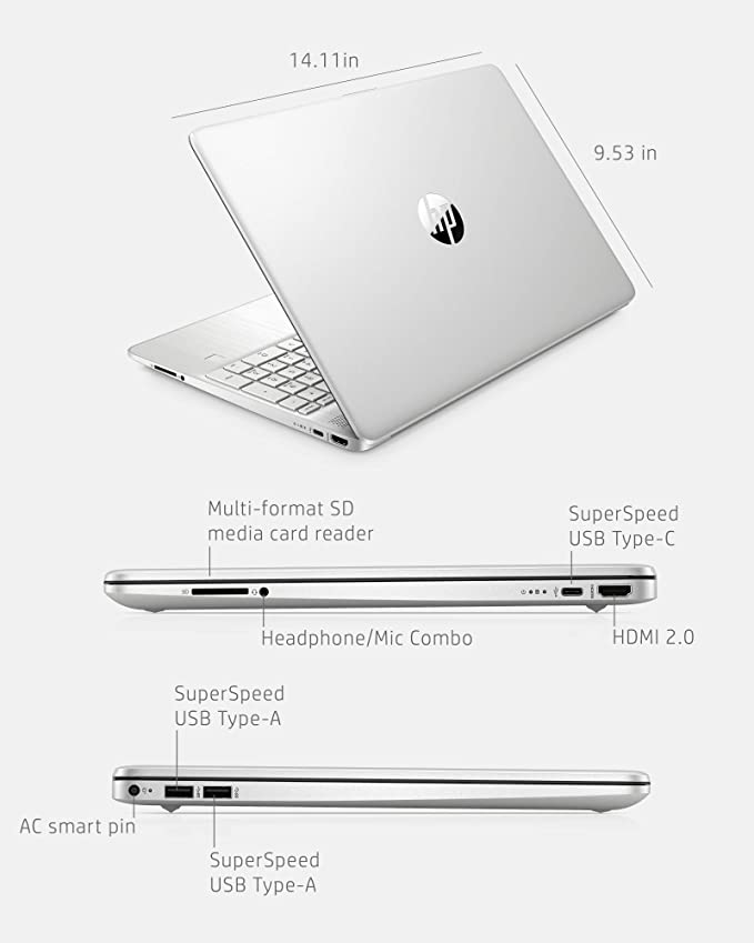 HP Laptop 15 15.6 HD AMD Ryzen 3 3250U 8GB 256GB SSD Silver 15-EF1021NR Like New