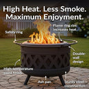 Sunnydaze 30" Crossweave Smokeless Patio Fire Pit Wood Burning Black Finish - Like New