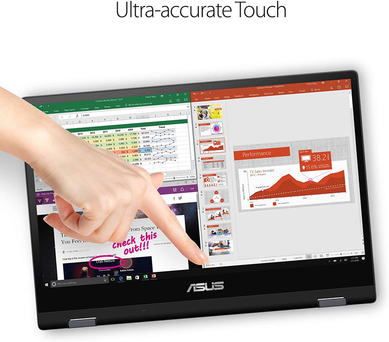 ASUS VIVOBOOK 14"FHD TOUCH I7-8550U 8 256GB SSD FPR GREY TP412UA-IH71T - Like New