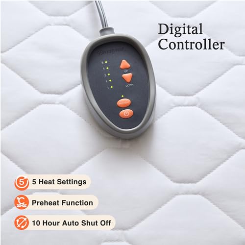 BEAUTYREST COTTON BLEND HEATED MATTRESS PAD SECURE COMFORT TECHNOLOGY - WHITE - Brand New