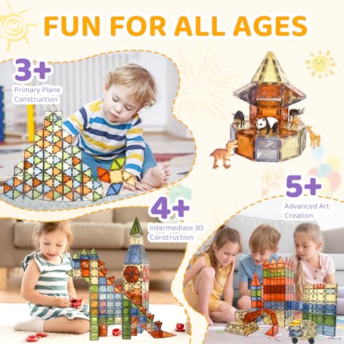 100 PCS Magnetic Tiles Diamond Magnetic Building Set Magnet Tiles STEM Toys - Brand New