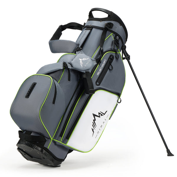 HIMAL 4-WAY FULL-LENGTH GOLF STAND BAG - STEEL GRAY/WHITE/GREEN - Like New