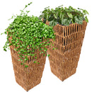 SUNNYDAZE HYACINTH INDOOR/OUTDOOR POLY-WICKER PLANTERS SET OF 2 BARLEY BLK/BRWN - Like New