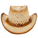 Simplicity Cowboy Hat Men Straw Western Hat Brown Leather Band - Brand New