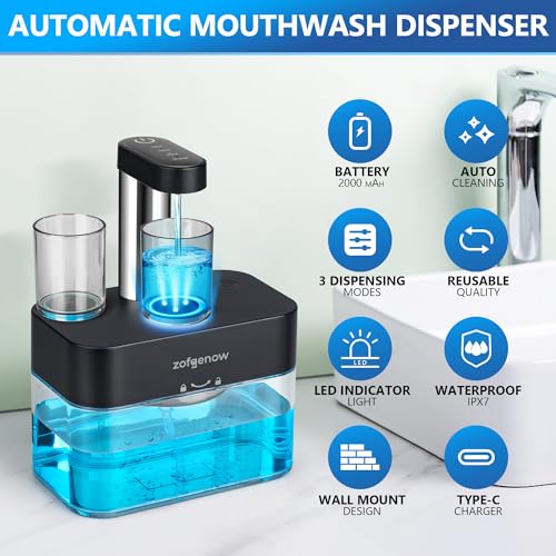 ZOFGENOW AUTOMATIC MOUTHWASH DISPENSER FOR BATHROOM BATHROOM ACCESSORIES - BLACK Like New