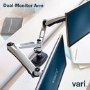 Varidesk Dual Monitor Arm Desk Mount 48003 - Silver - Like New