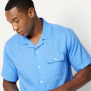 AEMN95416M26 Amazon Essentials Men's Relaxed-Fit Short Sleeve Shirt, L, Blue - Like New