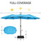 YAHEETECH 15 FT TRIPLE-SIZE PATIO UMBRELLA W/BASE INCLUDE - SLY BLUE - Like New