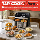 GOURMIA GAF966 10 Qt DUAL BASKET AIR FRYER COOK BLACK/STAINLESS STEEL TRIM - Like New