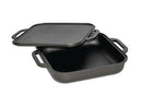 JIM BEAM 3-IN-1 CAST IRON SKILLET WITH DOUBLE SIDED GRIDDLE JB0218 - BLACK - Like New